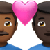 👨🏾‍❤️‍👨🏿 couple with heart: man, man, medium-dark skin tone, dark skin tone display on Apple